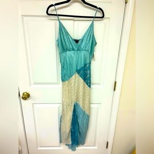 Majick Y2K blue patchwork gorgeous dress size M NWT